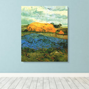 Toile Haystacks Under a Rainy Sky par Vincent van Gogh