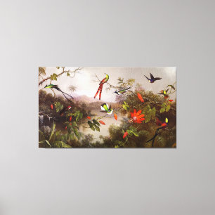 Toile HEADE - Paysage tropical avec dix colibris -