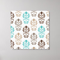 Heart Damask Art Ib Browns Crème Turquoise