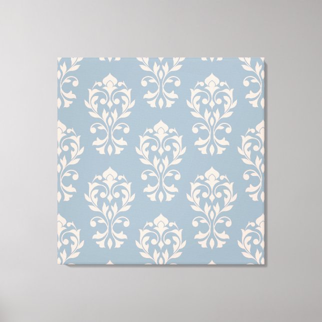 Toile Heart Damask Big Ptn II rose sur bleu (Recto)