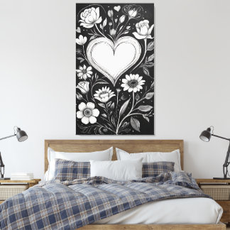 Toile Hearts and flowers