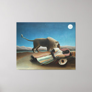Toile Henri Rousseau Dormir Gitan Lion Peinture