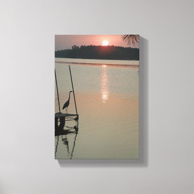 Toile Heron salue le soleil levant sur le Dock 8x11.77" (Recto)