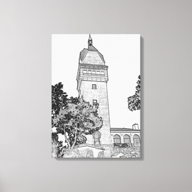 Toile Heublein Tower - Connecticut Sketch Art (Recto)