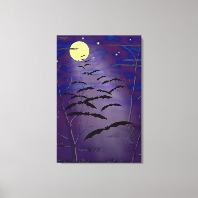 Toile Heure de gestation avec pleine lune jaune et chauv (Recto)
