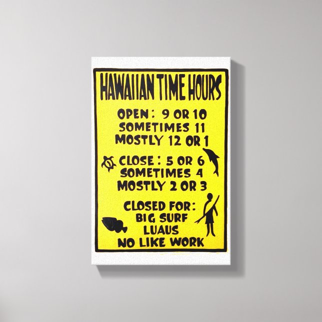 Toile Heures Hawaiian Heures Ouverture Fermé Island (Recto)