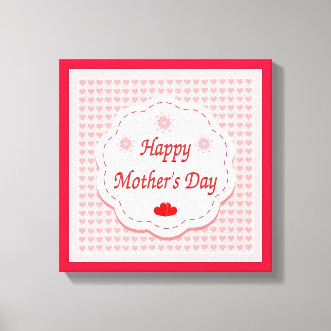 TOILE "HEUREUX JOUR DE LA MÈRE" COEURS ROSES (Recto)