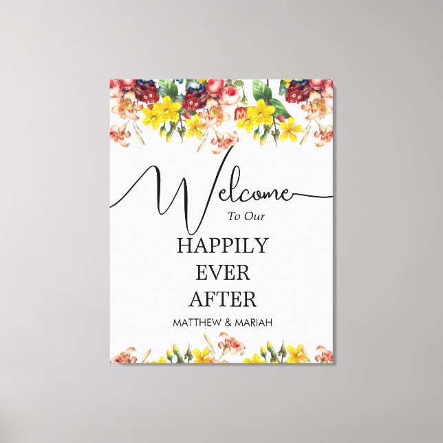 Toile Heureux toujours après Floral Nature Mariage Bienv (Recto)