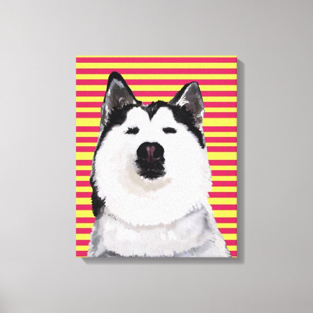 Toile HHusky Dog Stripes Unique Wall Art (Recto)