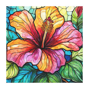 Toile hibiscus en verre tendu