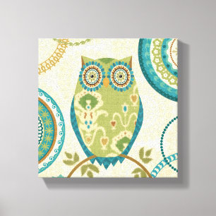 Toile Hibou décoratif avec des conceptions circulaires