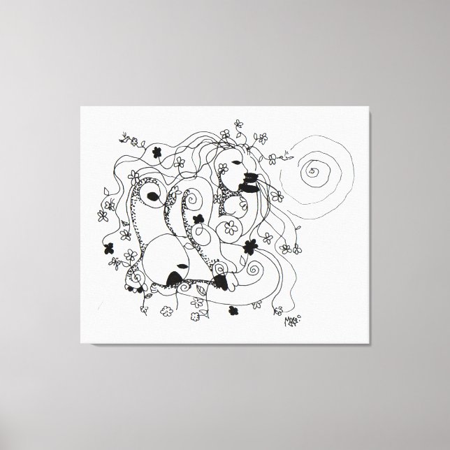 Toile Hidden in the garden. - Ink drawing (Recto)