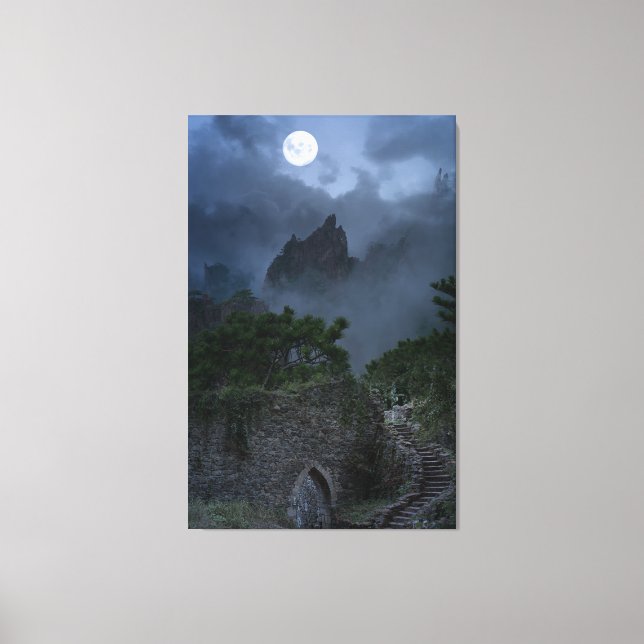 Toile Hilltop plein Lune Imaginaire en ruines Château (Recto)