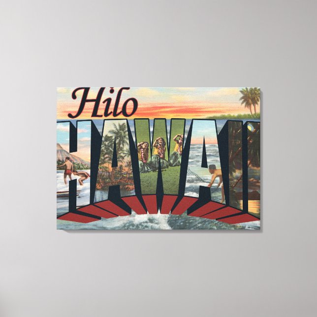 Toile Hilo, HawaiiGrandes lettres ScènesHilo, HI (Recto)