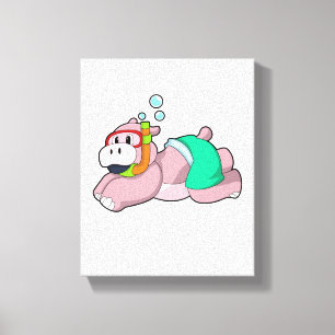 Toile Hippo à la plongée avec tuba