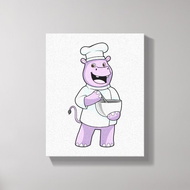 Toile Hippo comme chef avec bol (Recto)