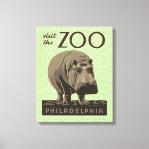 Toile Hippopotame vintage hippo zoo poster wpa