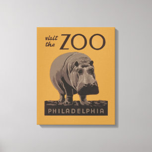 Toile Hippopotame vintage hippo zoo poster wpa