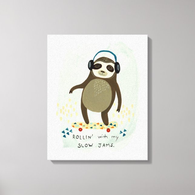 Toile Hipster Sloth | Rollin' Avec Mes Jams Lents (Recto)