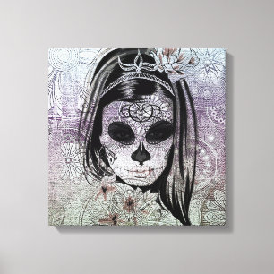 Toile Hipster Sugar Skull Lady