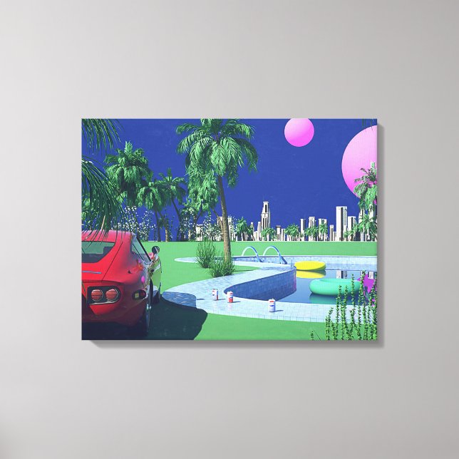Toile hiroshi nagai art peintures ville pop et avion (Recto)