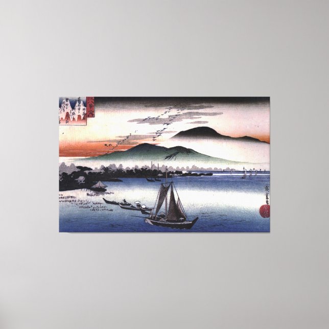 Toile Hiroshige - Bateaux de pêche sur le lac (Recto)