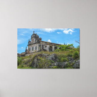 Toile Historic Colonial Church Ruins: Antique Brazilian 