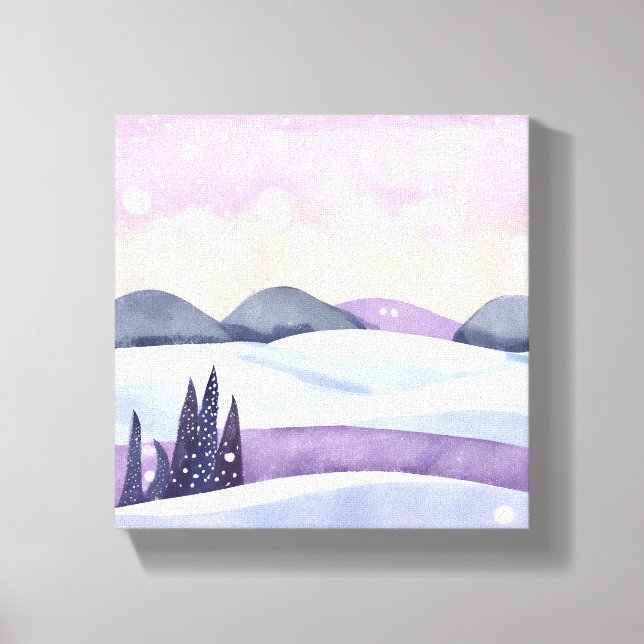 Toile Hiver Purple Hills Aquarelle (Recto)