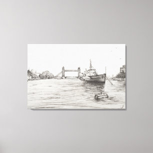 Toile HMS Belfast sur la Tamise Londres.2006