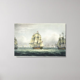 Toile HMS Victory sailing for the French line flanked by