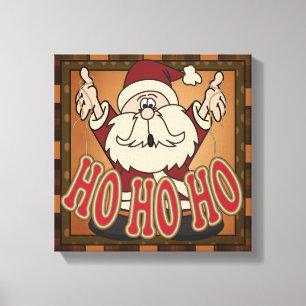 Toile Ho Ho Ho Holiday Santa Claus Canvas