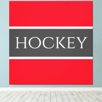 HOCKEY Sporty Bright Red White Dark Grey Stripes