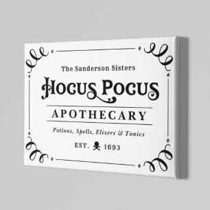 Toile Hocus Pocus Apothicaire Halloween noir et blanc