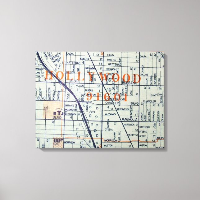Toile Hollywood, CA Carte Vintage Imprimer (Recto)