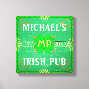 Toile Home Bar sur mesure Irish Pub Green