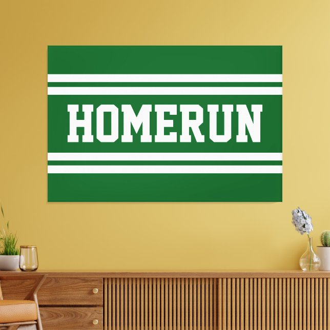 Toile HOMERUN Bright Green White Summer Baseball Stripes (Insitu(Salon))