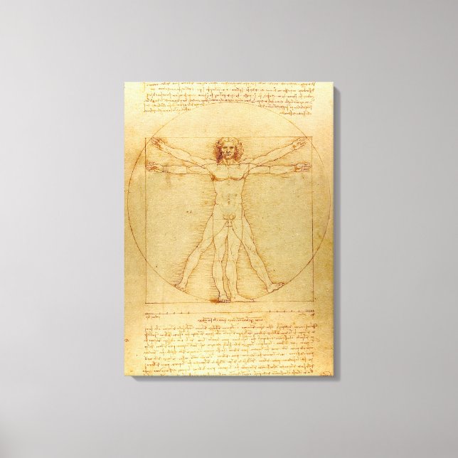 Toile Homme vitruvien par Leonardo Da Vinci (Recto)