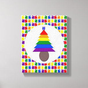 Toile Hommes gais Arbre de Noël arc-en-ciel et présente
