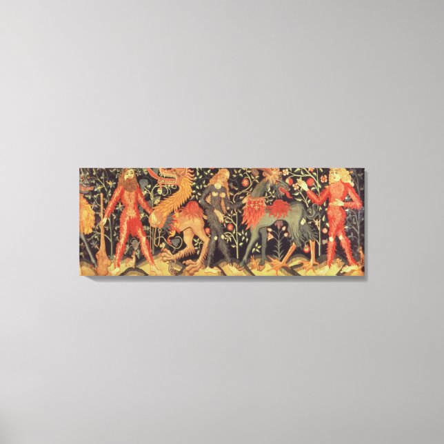 Toile Hommes sauvages et animaux, tapisserie, 15ème sièc (Recto)