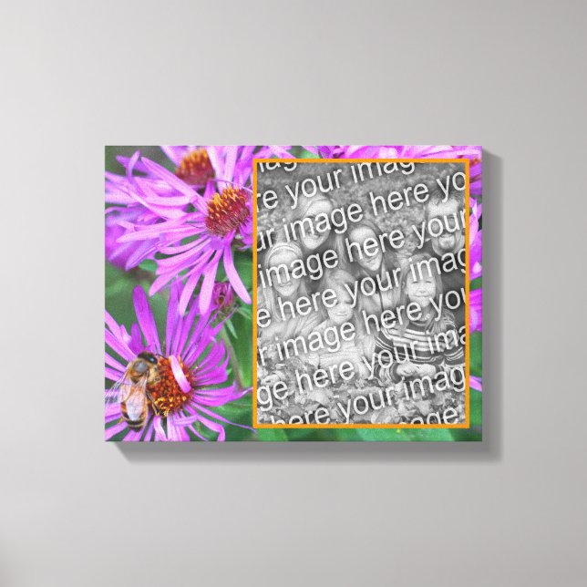 Toile Honey Bee Pink Aster Flower Créez votre propre pho (Recto)
