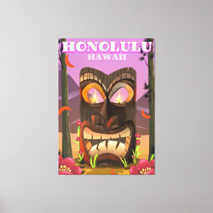 Toile Honolulu Hawaii masque visage affiche de voyage