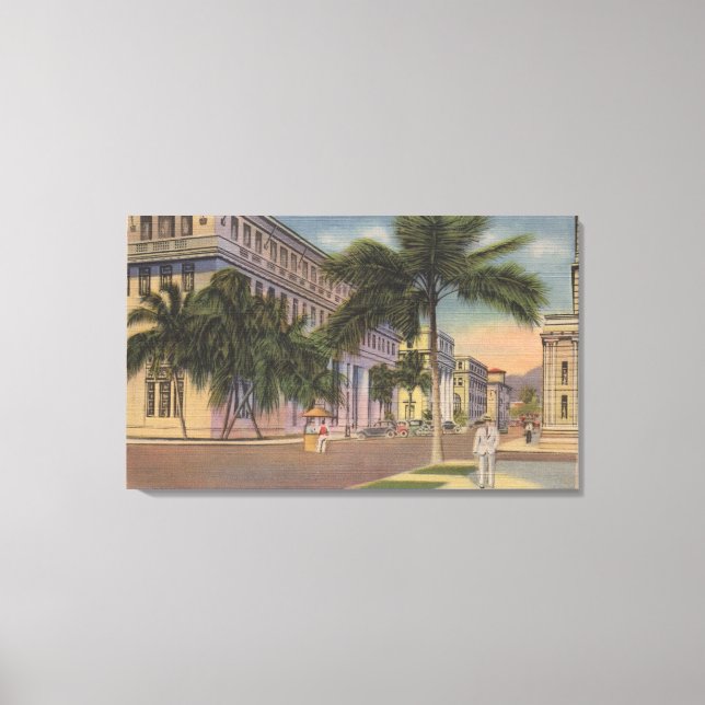 Toile Honolulu, VIHiew de l'évêque St.Honolulu, HI (Recto)