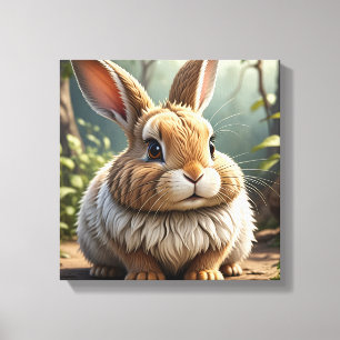 Toile Hop to Happiness : Drôle lapin assis joli