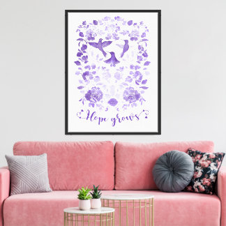 Toile Hope Grosses - Lavender Linocut Bird Inspirational
