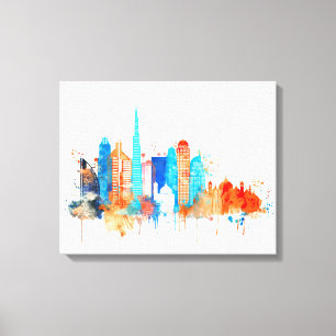 Toile Horizon d'aquarelle de Dubaï