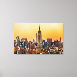 TOILE HORIZON DE MANHATTAN AU COUCHER DU SOLEIL, NEW