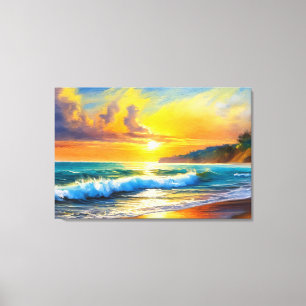Toile Horizon Doré : Sérénité du Coucher de Soleil