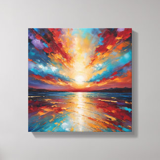 Toile Horizon Radieux : Coucher de Soleil Abstrait