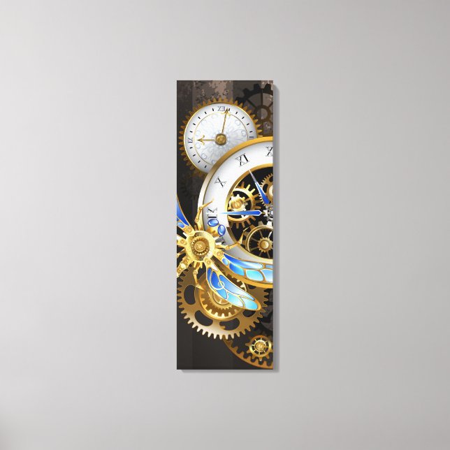 Toile Horloge à vapeur avec libellule mécanique (Recto)