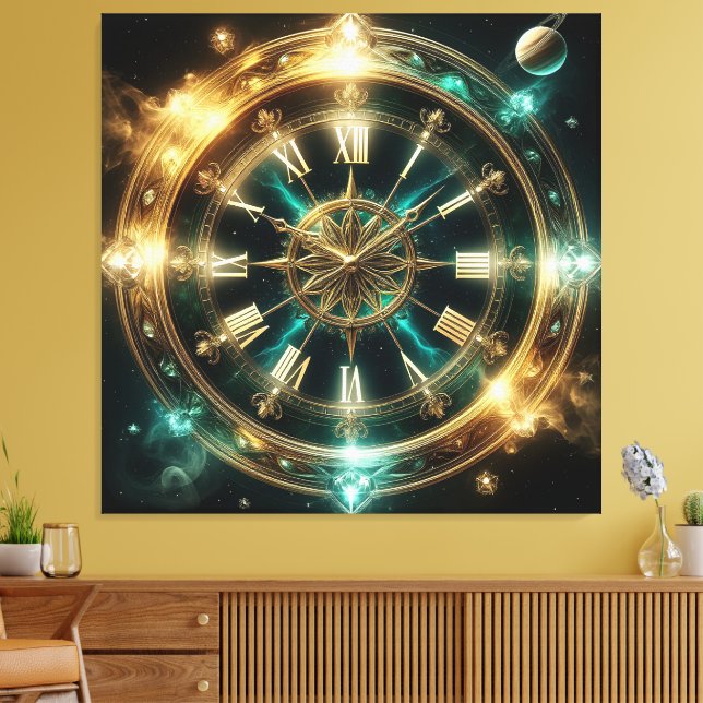 Toile Horloge Astronomique Avec Embellissements D'Or (Insitu(Salon))
